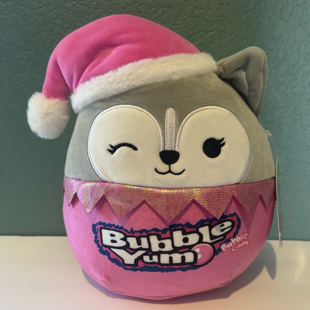 NWT Squishmallows Candy Heidi the Husky 8” Pink Bubble Yum Christmas Plush 2023